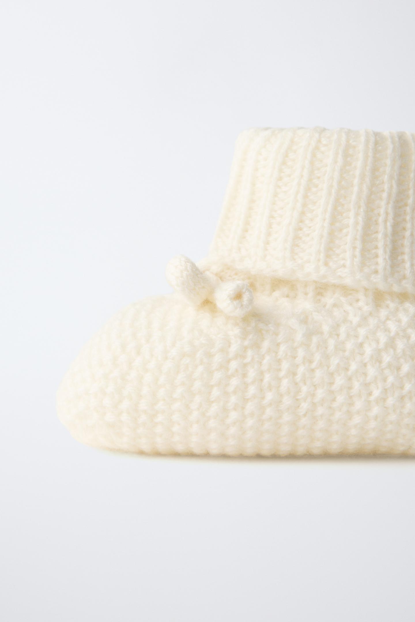 Детские пинетки Zara Knit Baby Booties, цвет: Молочный белый — фото 7