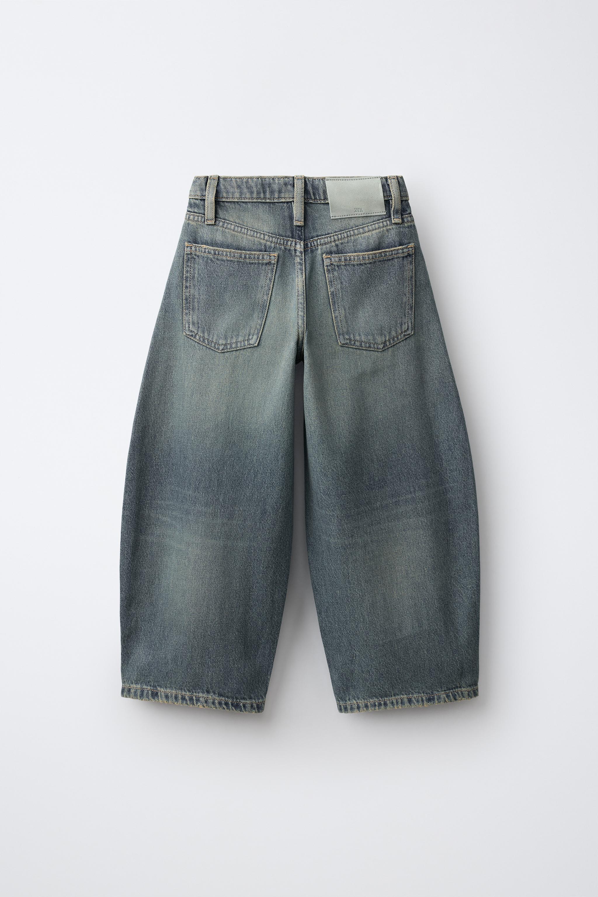 クラッシュ加工バレルデニムパンツ - ブルー | ZARA Japan / 日本