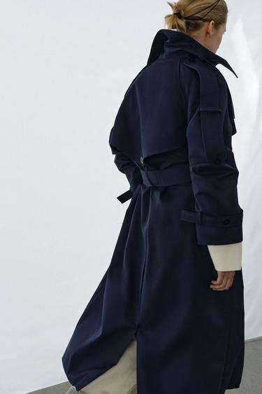 ZW COLLECTION OVERSIZE TRENCH COAT WITH BELT - Blue by Zara - Image 2