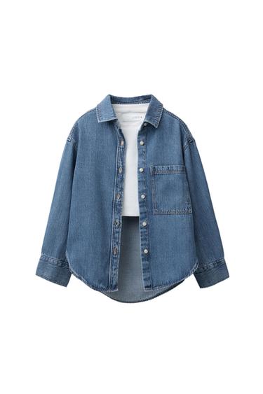 Zara DENIM SHIRT AND RIB T-SHIRT PACK - Blue - Image 0