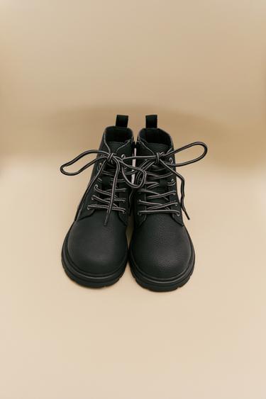 LACE-UP ANKLE BOOTS - Black by Zara