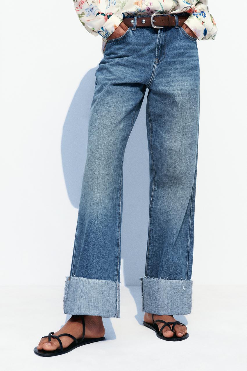 Straight High Waist Cropped Jeans Blue