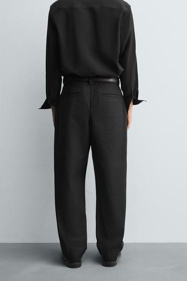STRIPED TEXTURED CHINO TROUSERS - Blue by Zara - Image 2