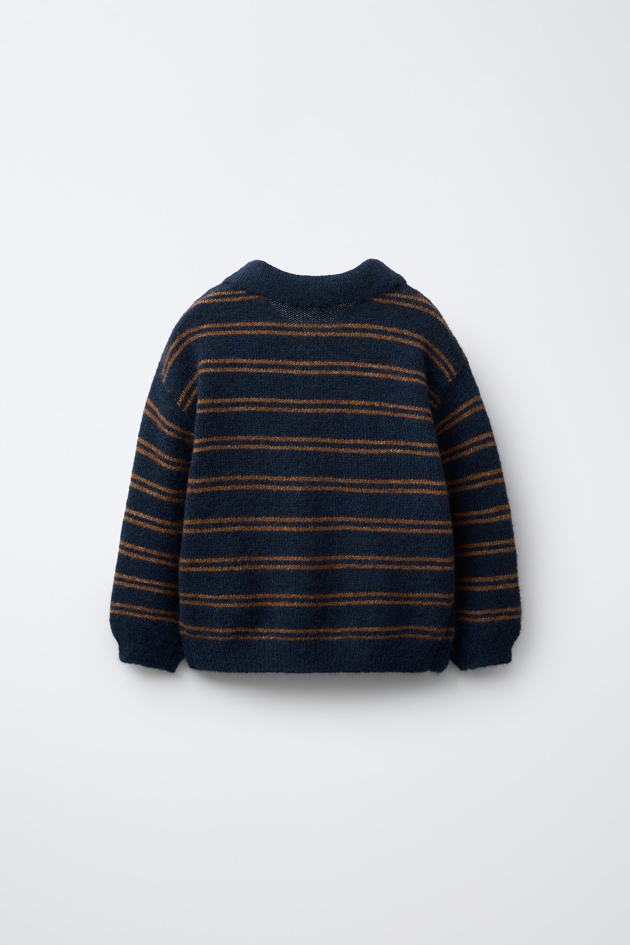 STRIPED CROCHET BEAR KNIT JUMPER