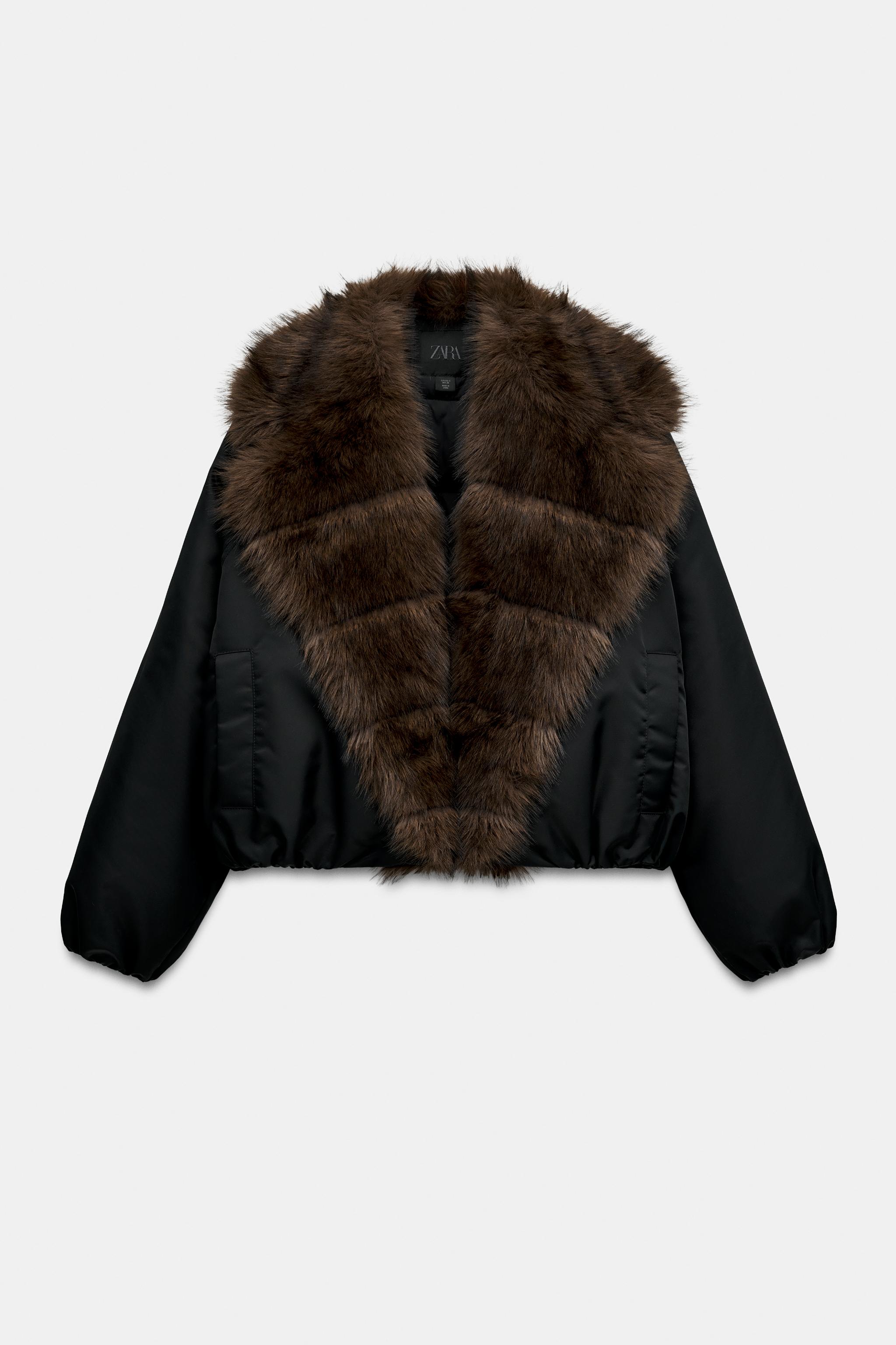 ZW COLLECTION FAUX FUR EFFECT COLLAR BOMBER JACKET