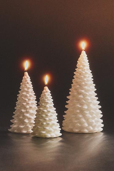 CHRISTMAS SNOWY FIR TREE CANDLE WITH GLITTER - White by Zara - Image 4