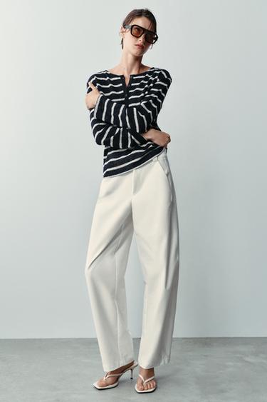 ФУТБОЛКА В ПОЛОСКУ С ВОРОТНИКОМ НА ПУГОВИЦАХ — Синий/Белый от Zara — изображение 0