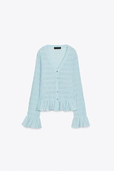 GILET EN MAILLE PLIS - Bleu clair de Zara - Image 5