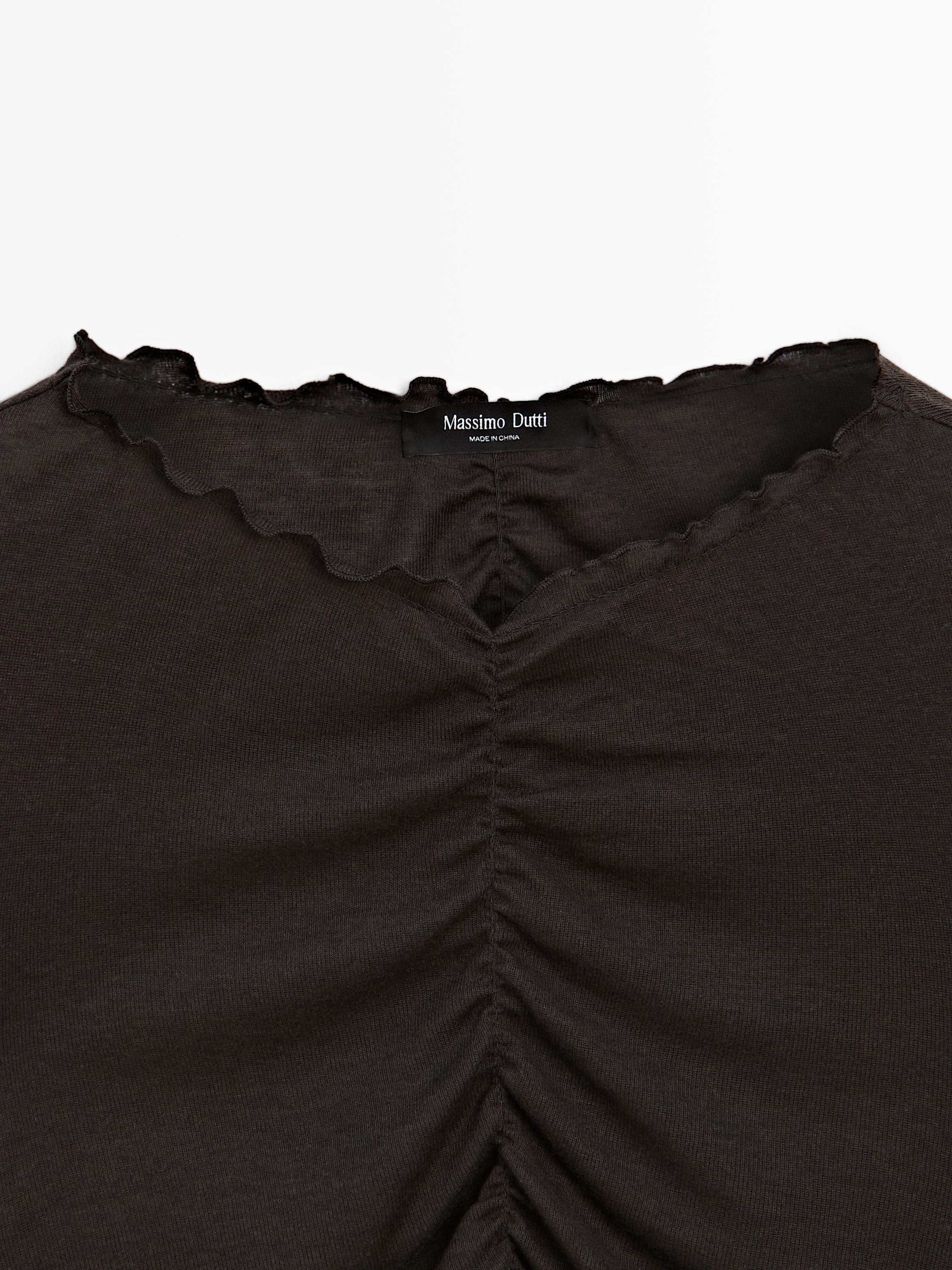 Gathered long sleeve T-shirt