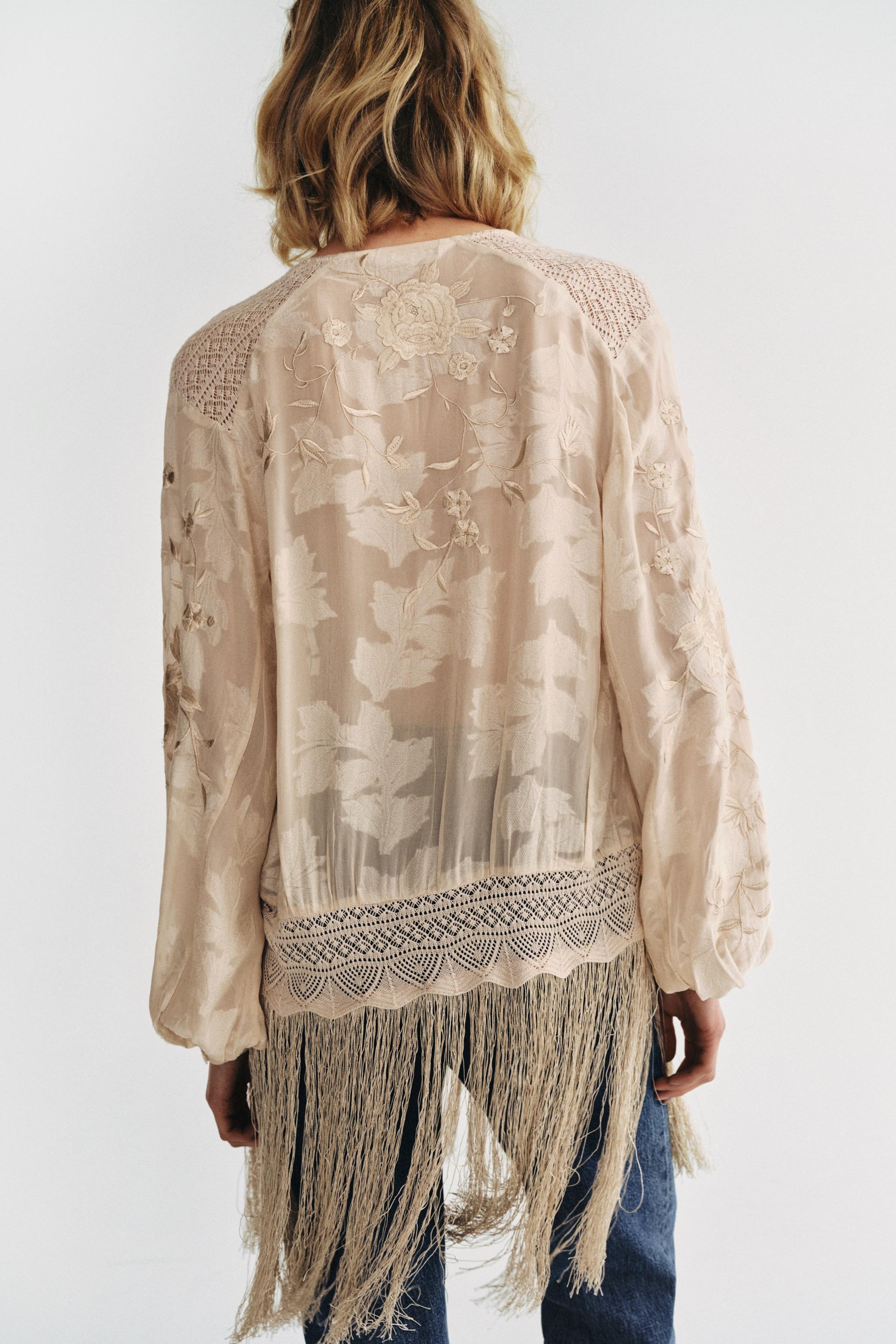 Zara ZW COLLECTION PÜSKÜLLÜ İŞLEMELİ BLUZ görsel 7