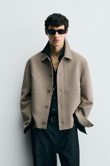 Zara BOXY 版型襯衫式外套 - 淺棕黃色