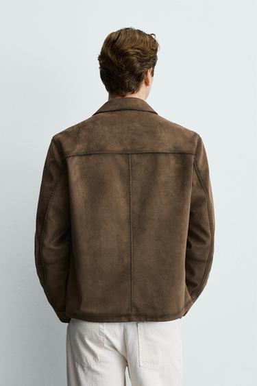 SURCHEMISE REGULAR FIT EFFET DAIM - Marron clair de Zara - Image 2