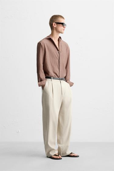 CHEMISE FLUIDE À RAYURES - Rose foncé de Zara - Image 3