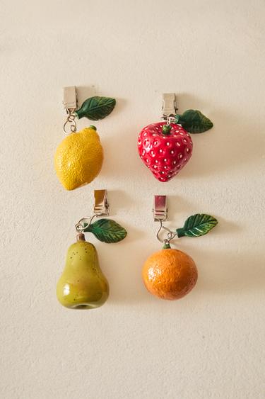 PACK PINZAS SUJETA MANTELES FRUTAS (PACK DE 4) - Amarillo de Zara