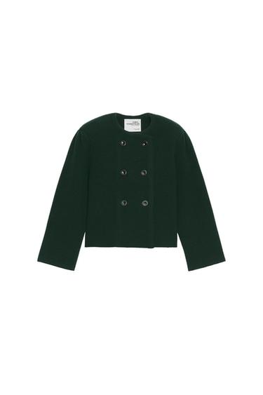 WOOL SHOULDER PAD JACKET SOSHIOTSUKI X ZARA - Dark bottle green by Zara