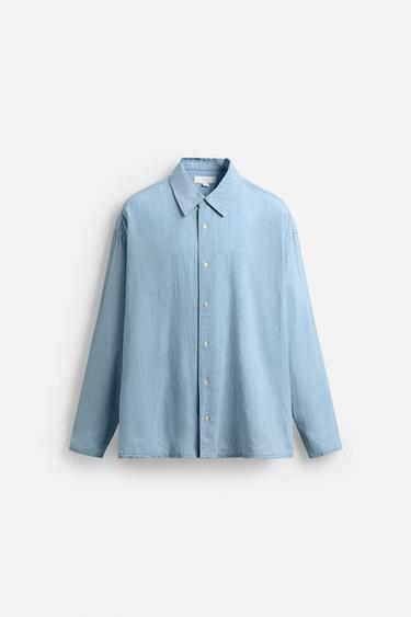 LIGHTWEIGHT DENIM SHIRT - Light blue by Zara