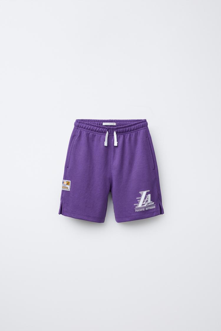 LAKERS NBA PLUSH BERMUDA SHORTS Purple ZARA New Zealand