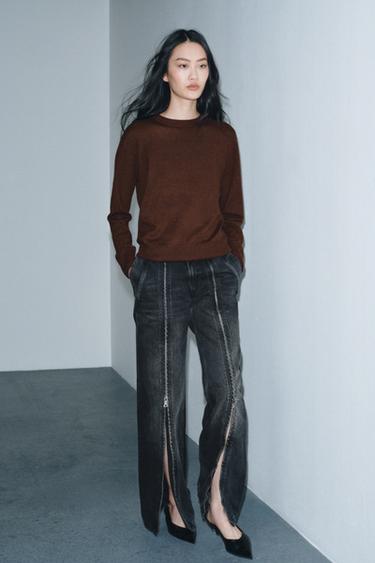 Zara EXTRA SOFT 100% WOOL JUMPER - Brown