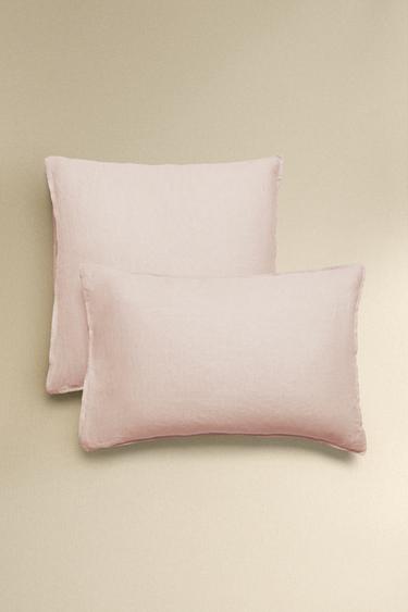 WASHED LINEN PILLOWCASE - Pink by Zara