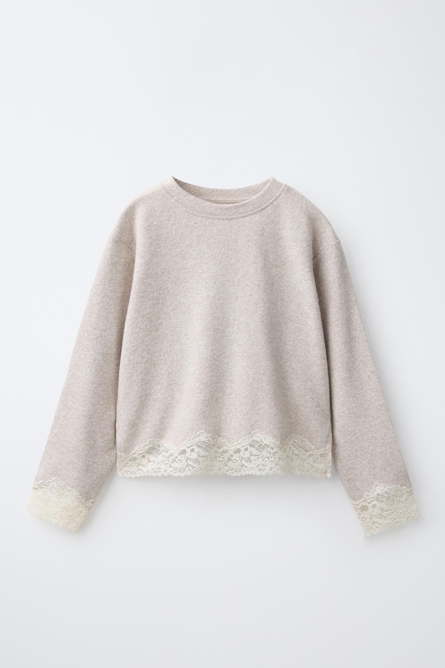 Детская футболка Zara Soft Touch Lace, цвет: Бежевый