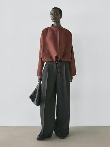 Zara Linen blend bomber jacket - Earth - Image 0