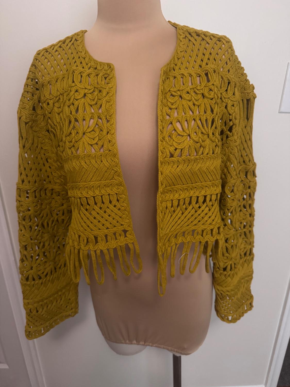 FRINGED MACRAMÉ SHORT JACKET