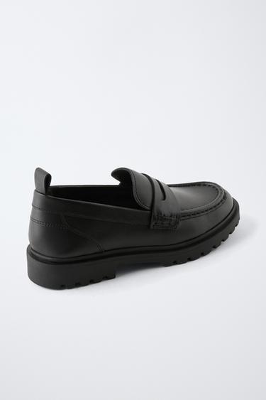 LEATHER SCHOOL SHOES - Black by Zara