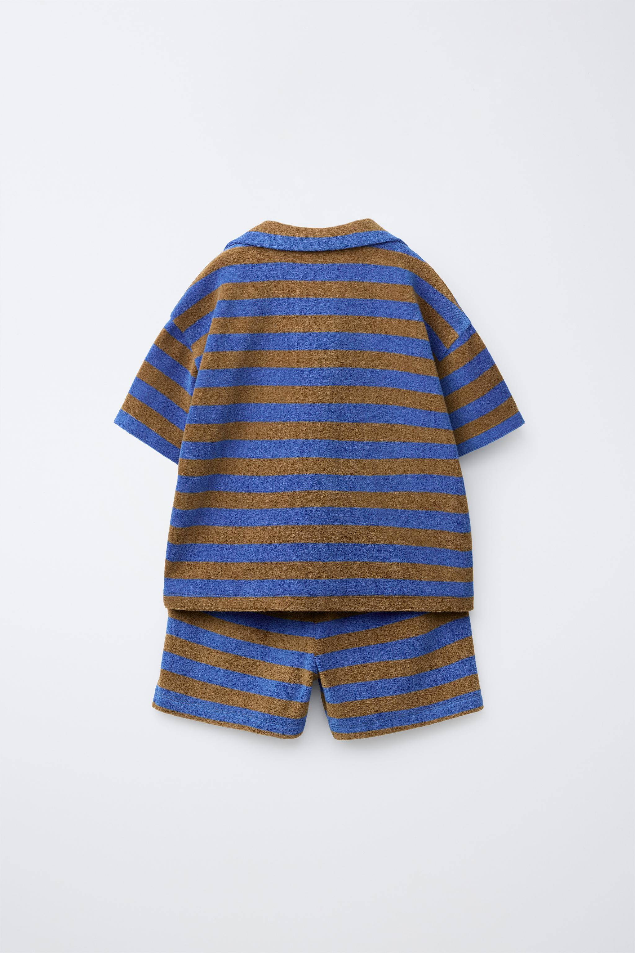 STRIPED TERRYCLOTH POLO AND BERMUDA SET