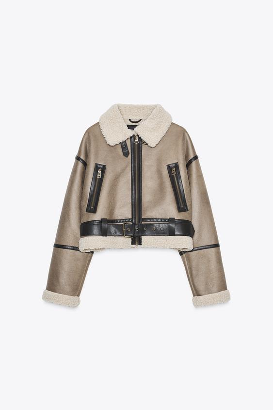 Zara Cream Aviator Jacket Women's Aviator Jackets ZARA India