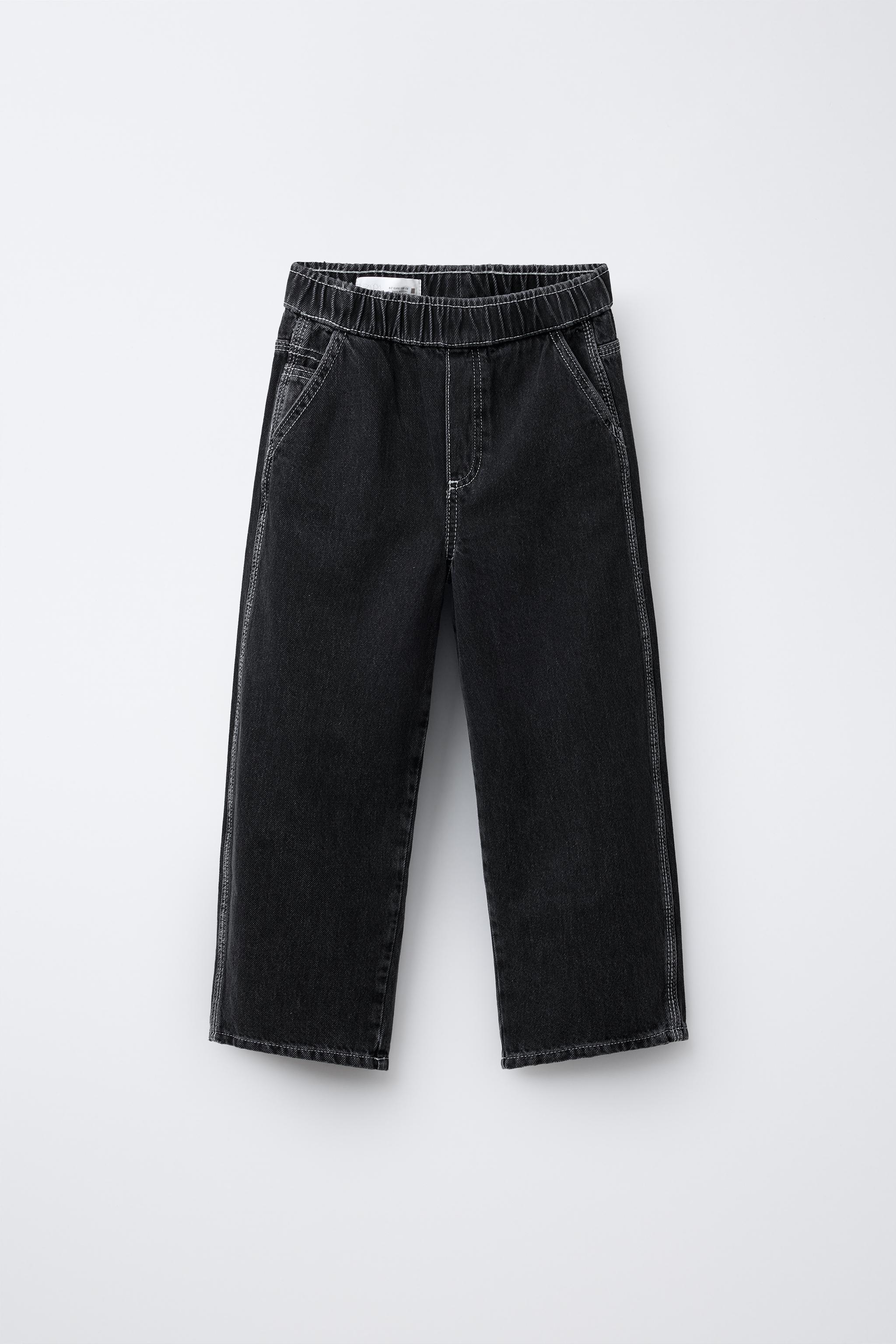 コントラストステッチ入りバルーンジーンズ - ブラック | ZARA