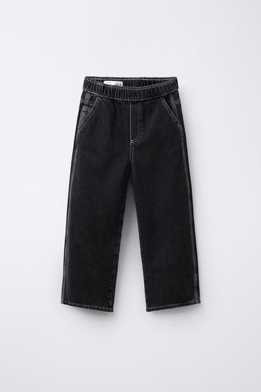CONTRAST STITCH BALLOON JEANS - Black by Zara