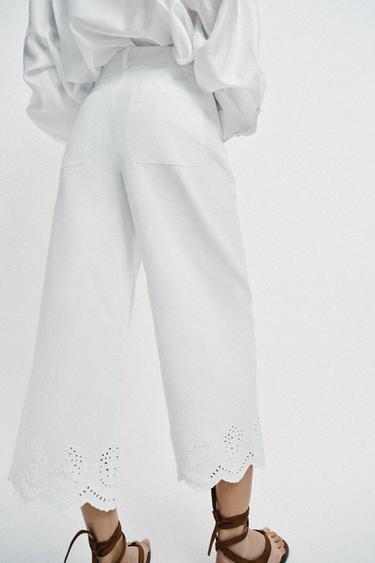 CULOTTES WITH CUTWORK EMBROIDERY - White by Zara - Image 5