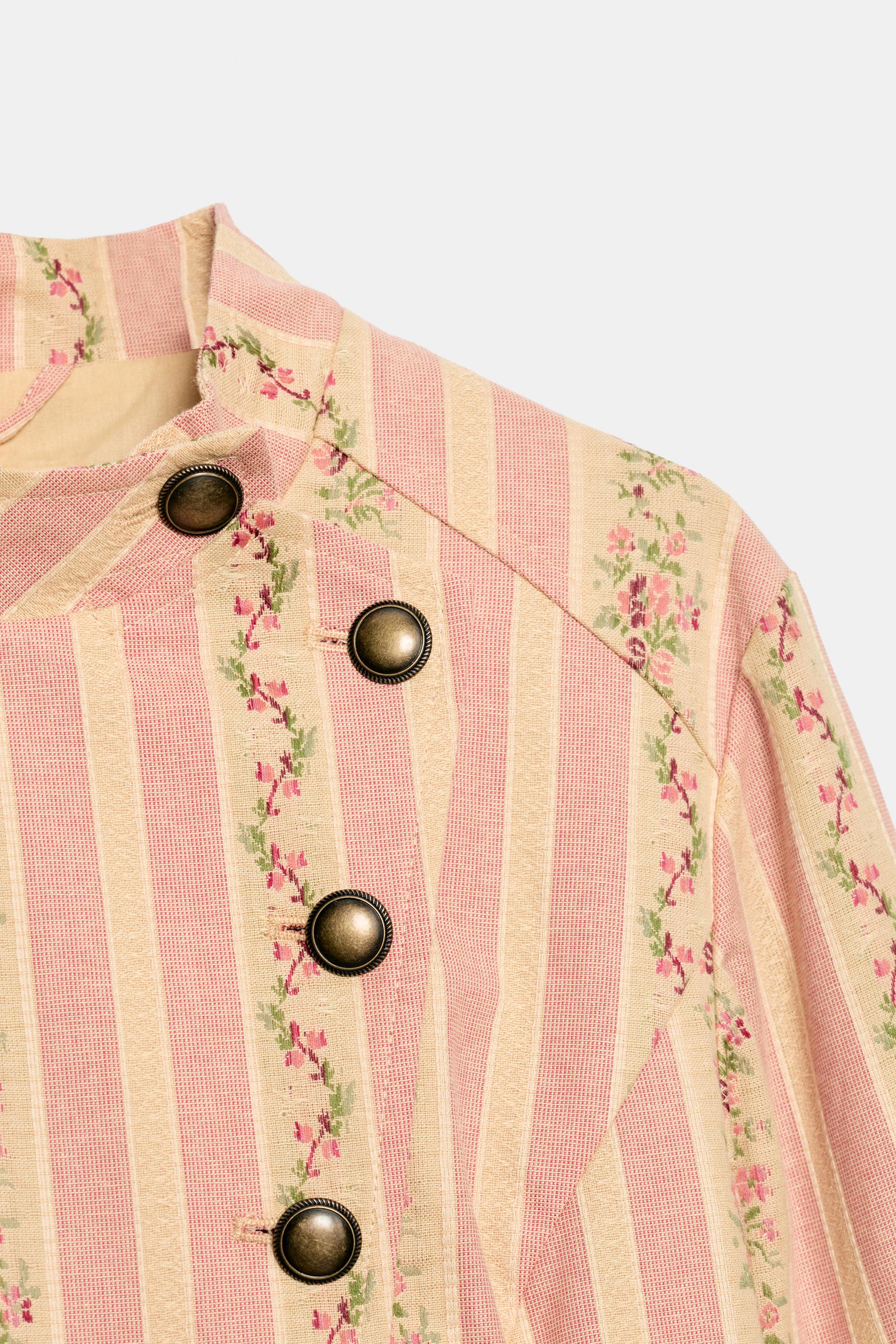STRIPED FLORAL JACQUARD JACKET