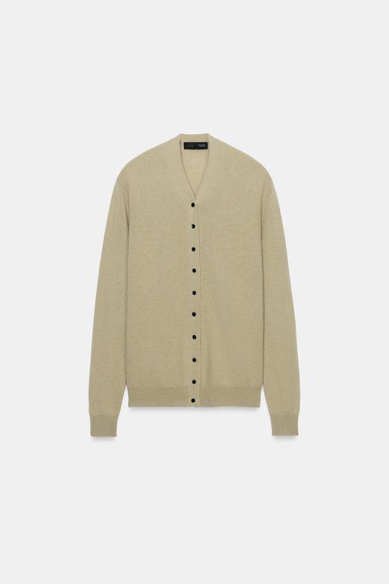 100% EXTRA-SOFT WOOL V-NECK CARDIGAN - Greenish by Zara - Image 5