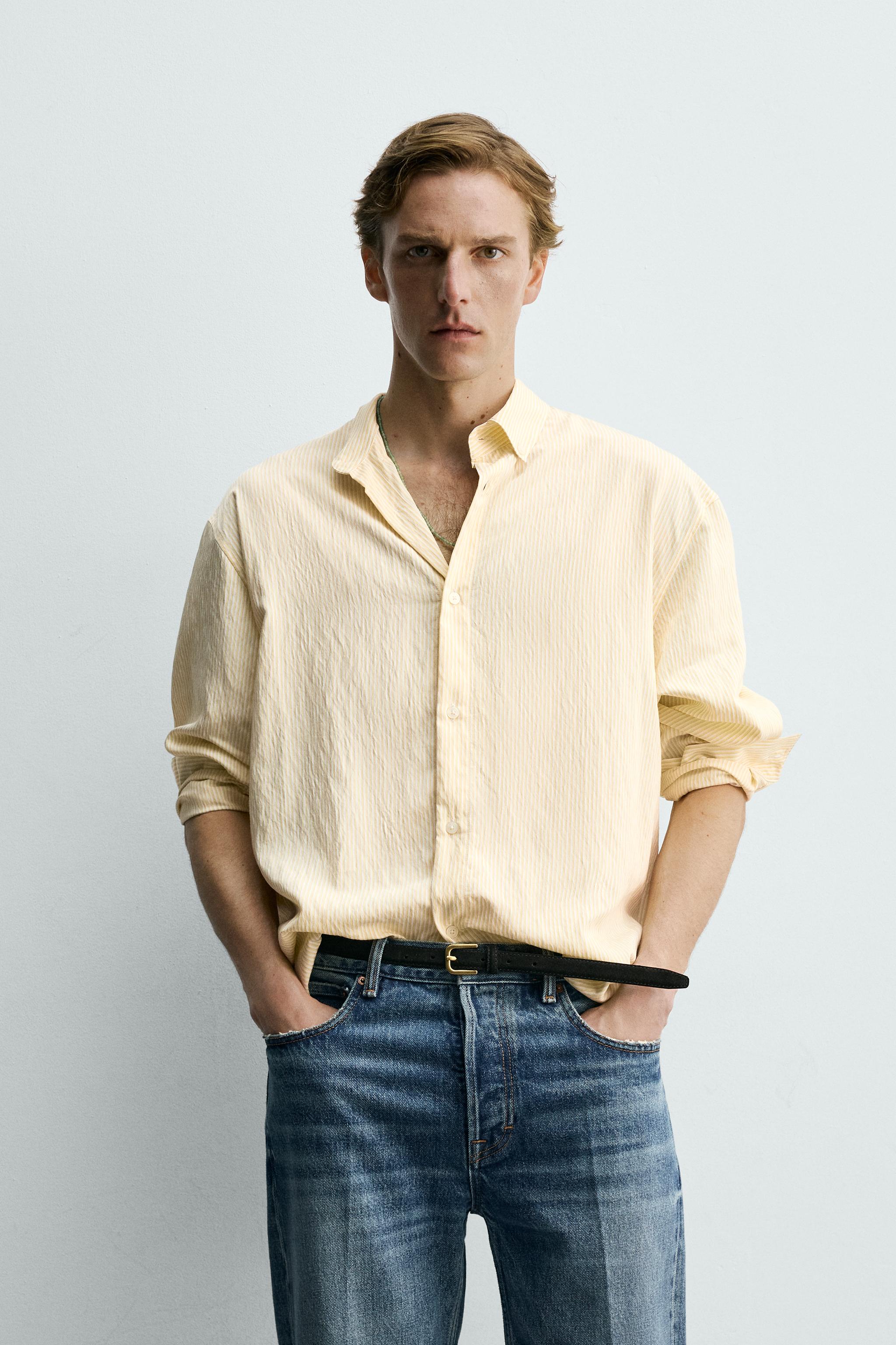 FLOWY STRIPED SHIRT — Yellow (alternate view)