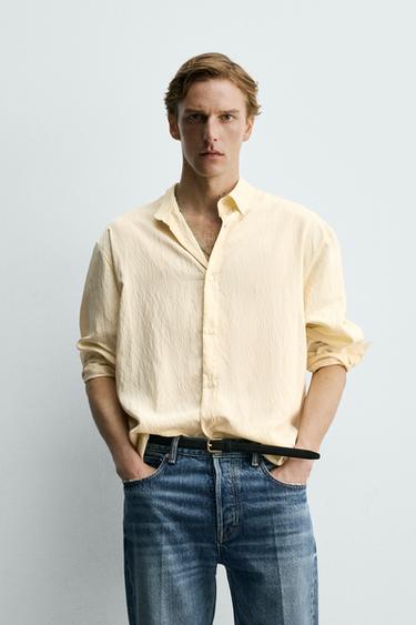 STRIPED FLOWING SHIRT - Yellow by Zara