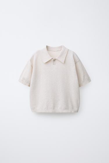 POLO DE TRICÔ DE ALGODÃO E LINHO - Cru da Zara