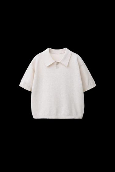 POLOSHIRT AUS BAUMWOLLE UND LEINENSTRICK - Cremefarben von Zara - Bild 0