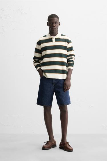 WEICHES STRICK-POLOSHIRT - Grüner Streifen von Zara - Bild 0