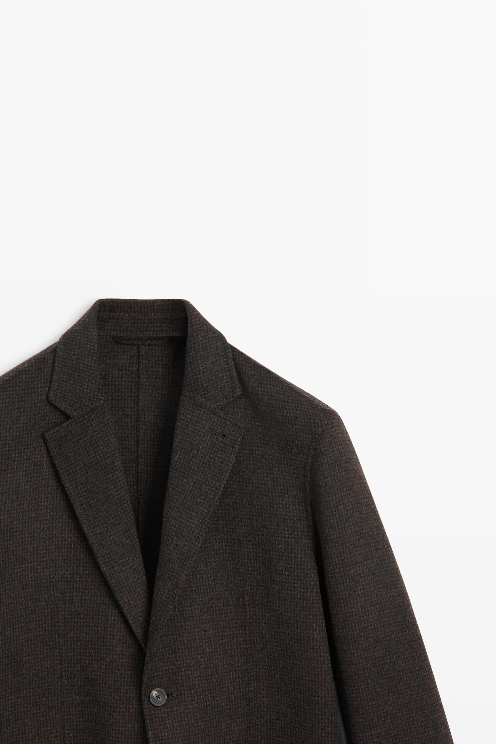 Houndstooth wool blend blazer