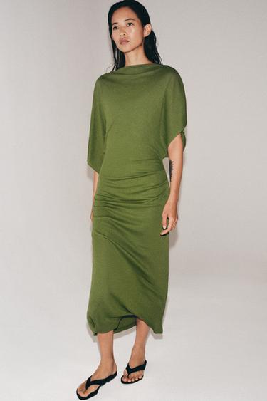 ROBE LONGUE DRAPÉE - Vert de Zara - Image 0
