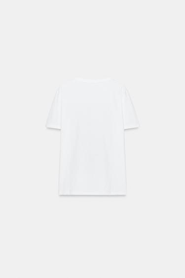 T-SHIRT MÉTALLISÉ MANCHES COURTES - Blanc de Zara - Image 5