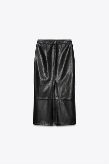 FAUX LEATHER MIDI SKIRT - Black by Zara - Image 7