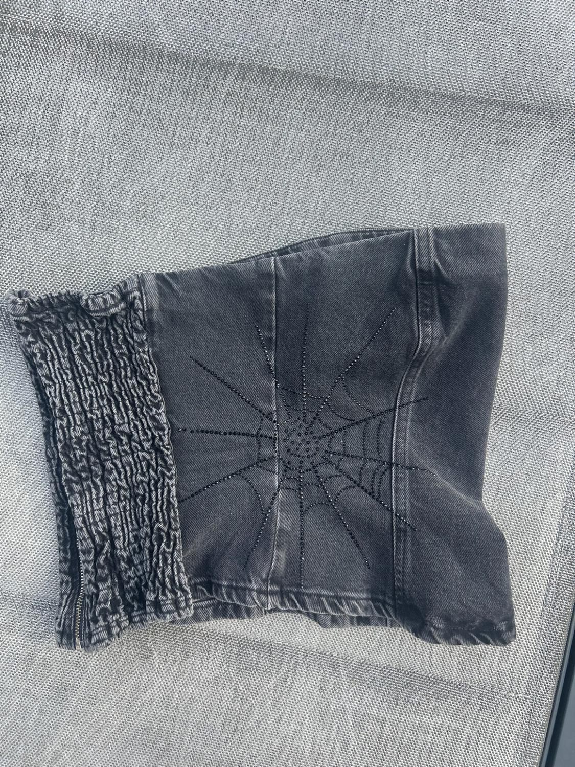TRF STRAPLESS RHINESTONE DENIM TOP - Image 2