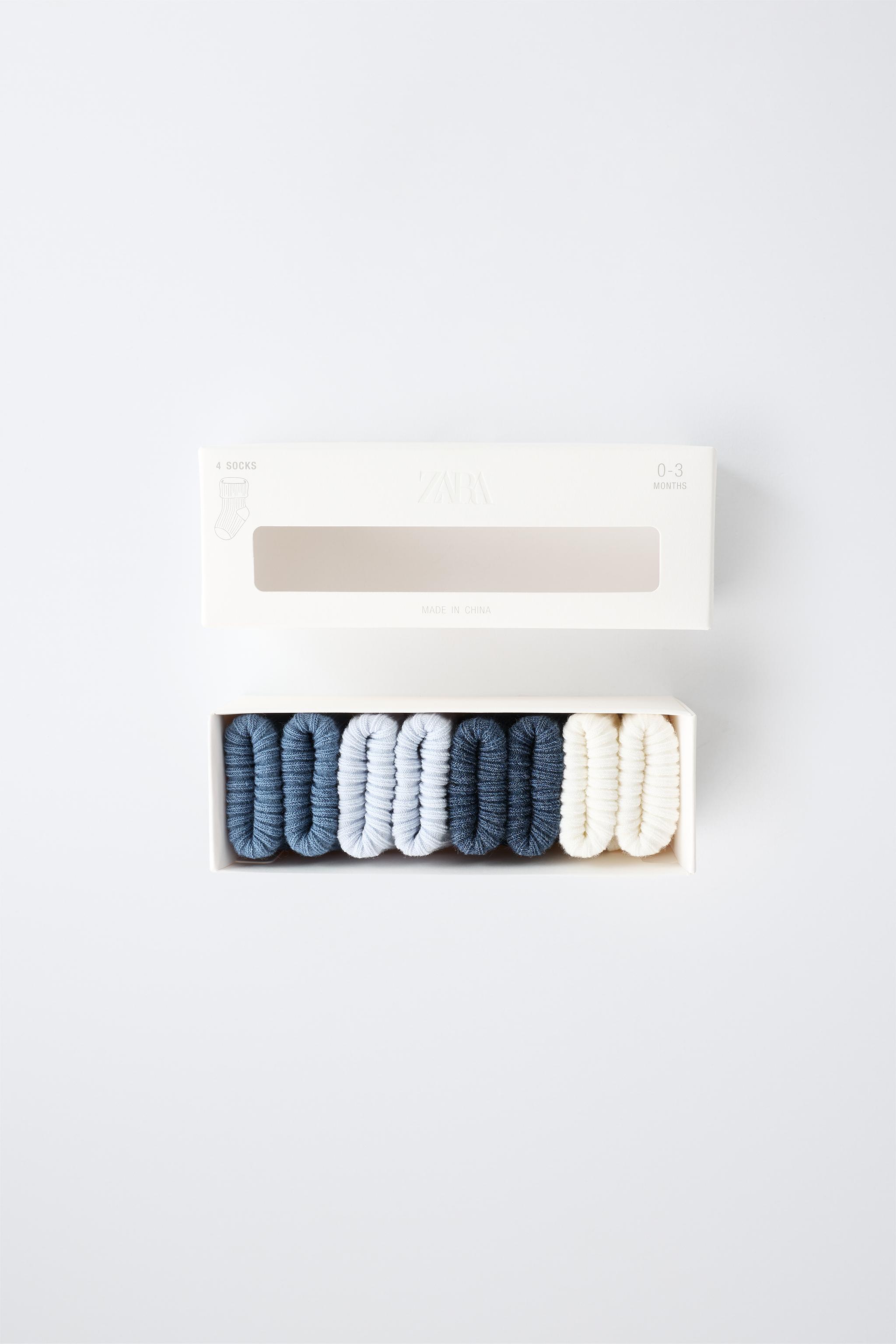 FOUR-PACK OF COLORED SOCKS IN A BOX — Mid-blue