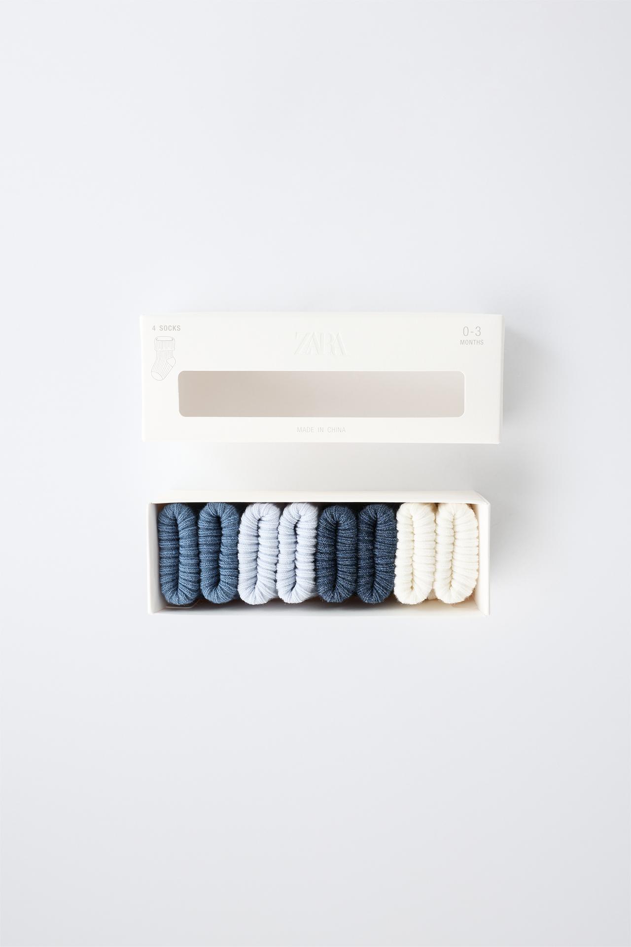 FOUR-PACK OF COLORED SOCKS IN A BOX — Mid-blue