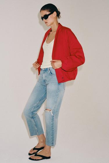 ZW COLLECTION RELAXED BOOTCUT MID-WAIST CROPPED JEANS - Light blue by Zara - Image 3