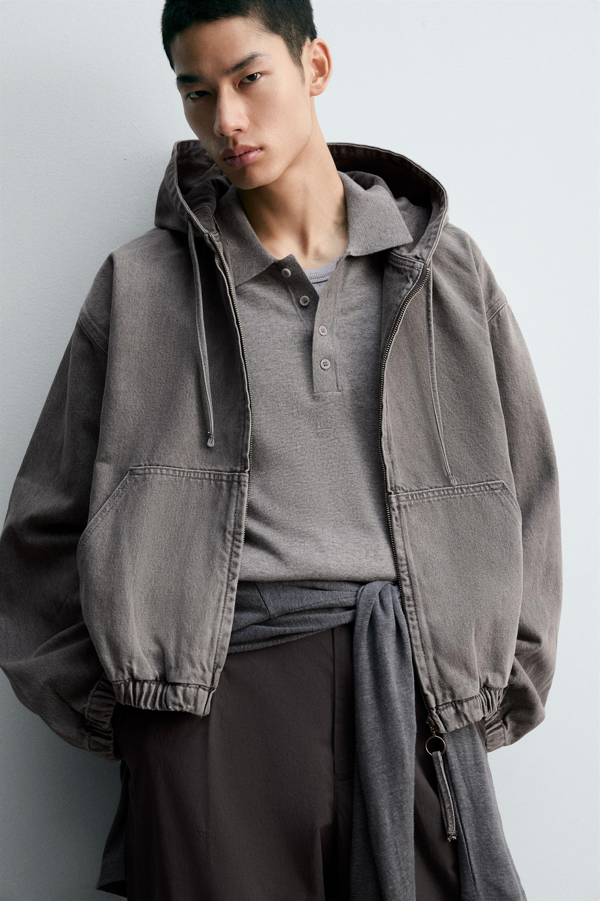  FLASH フード付きジャケット グレー ウォッシュド フード付きジャケット - グレー | ZARA Japan / 日本