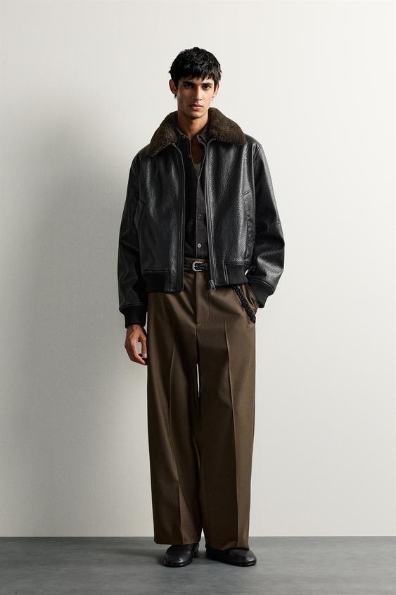 COMBINED COLLAR LEATHER EFFECT JACKET - Black by Zara - Image 0
