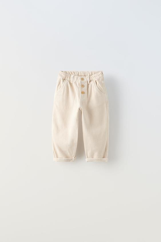 SUPER SOFT TROUSERS WITH BUTTONS - Ecru | ZARA United Kingdom